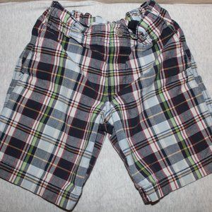 IZOD Boys Adjustable Blue Yellow Green Red Striped Shorts Size 4